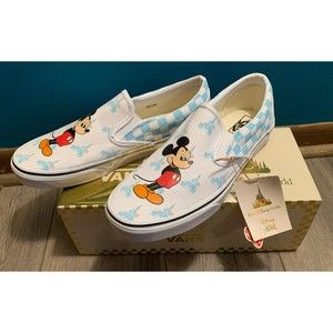 Disney World Vans 50th Anniversary Mickey Mouse Men's 10 Slip On Blue Shoes NWT